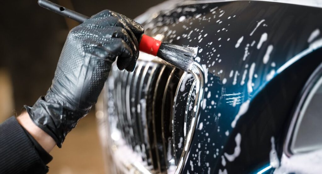 Clean vehicle paint and wheels after exterior detailing
